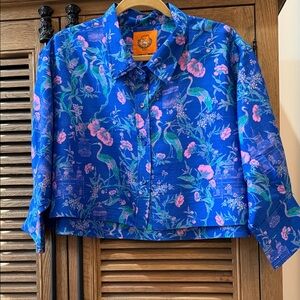 Vibrant Blue Floral Button-Up Shirt